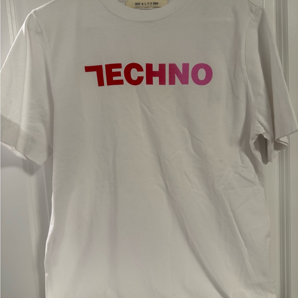 1017 ALYX 9SM White ‘TECHNO’ T-Shirt